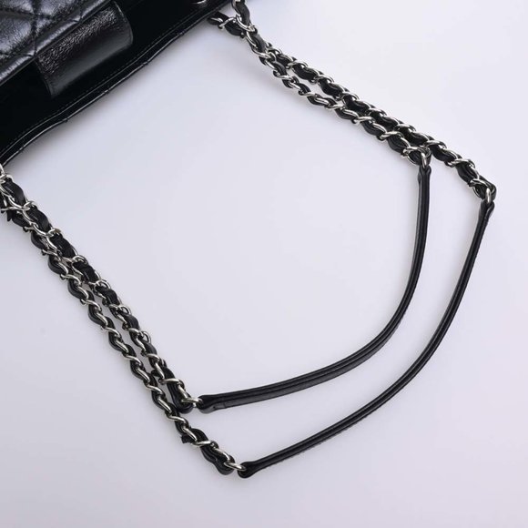 CHANEL Leather Matelasse Coco Mark Chain Tote Bag Black Ladies - Picture 5 of 10